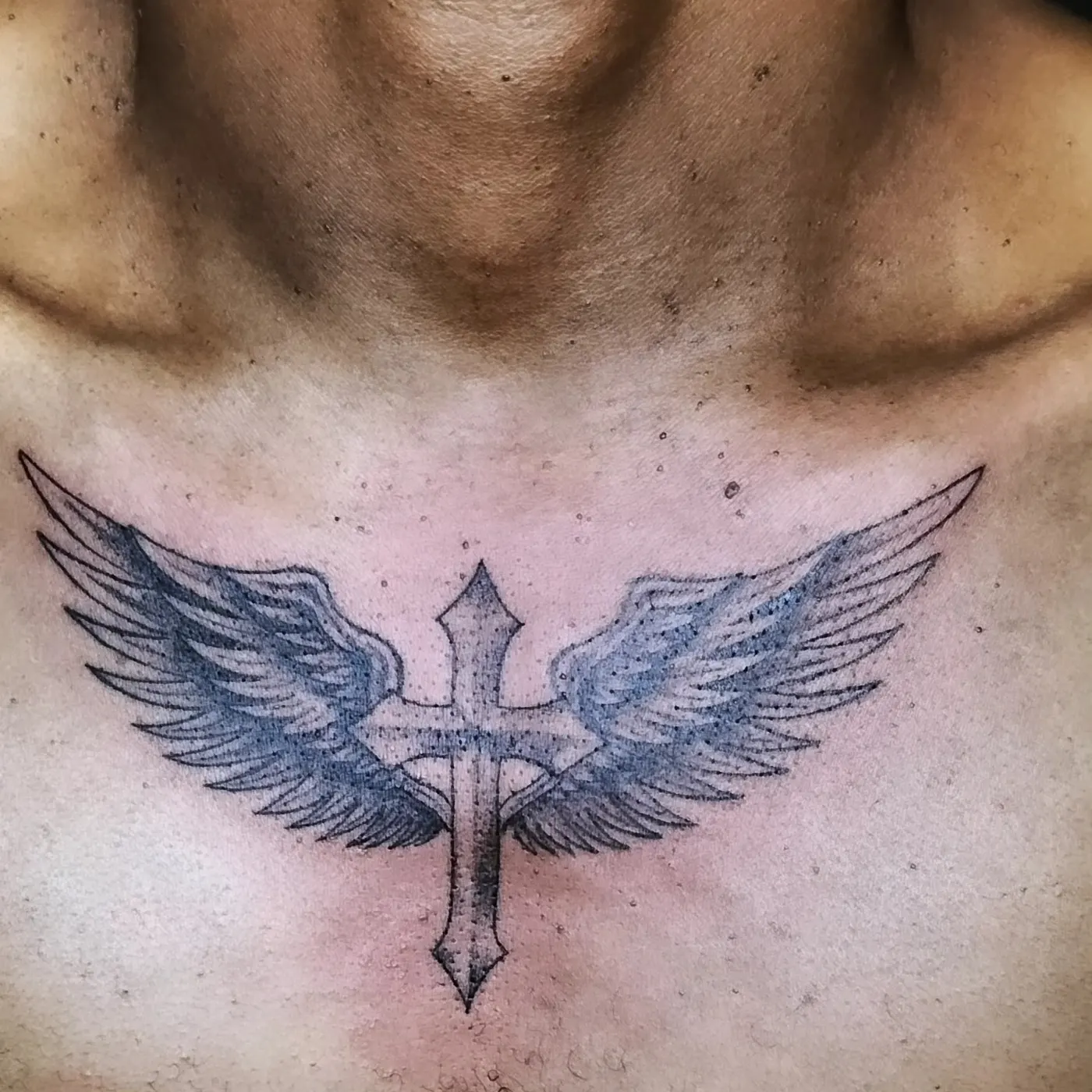Winged cross — Blackwork by BlaQ Feather